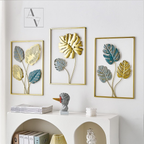 Big Monstera Set Of 3 Framed Metal Wall Art