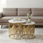 Luxe Botanical Nesting Tables(Gold & White) | Craft2lance