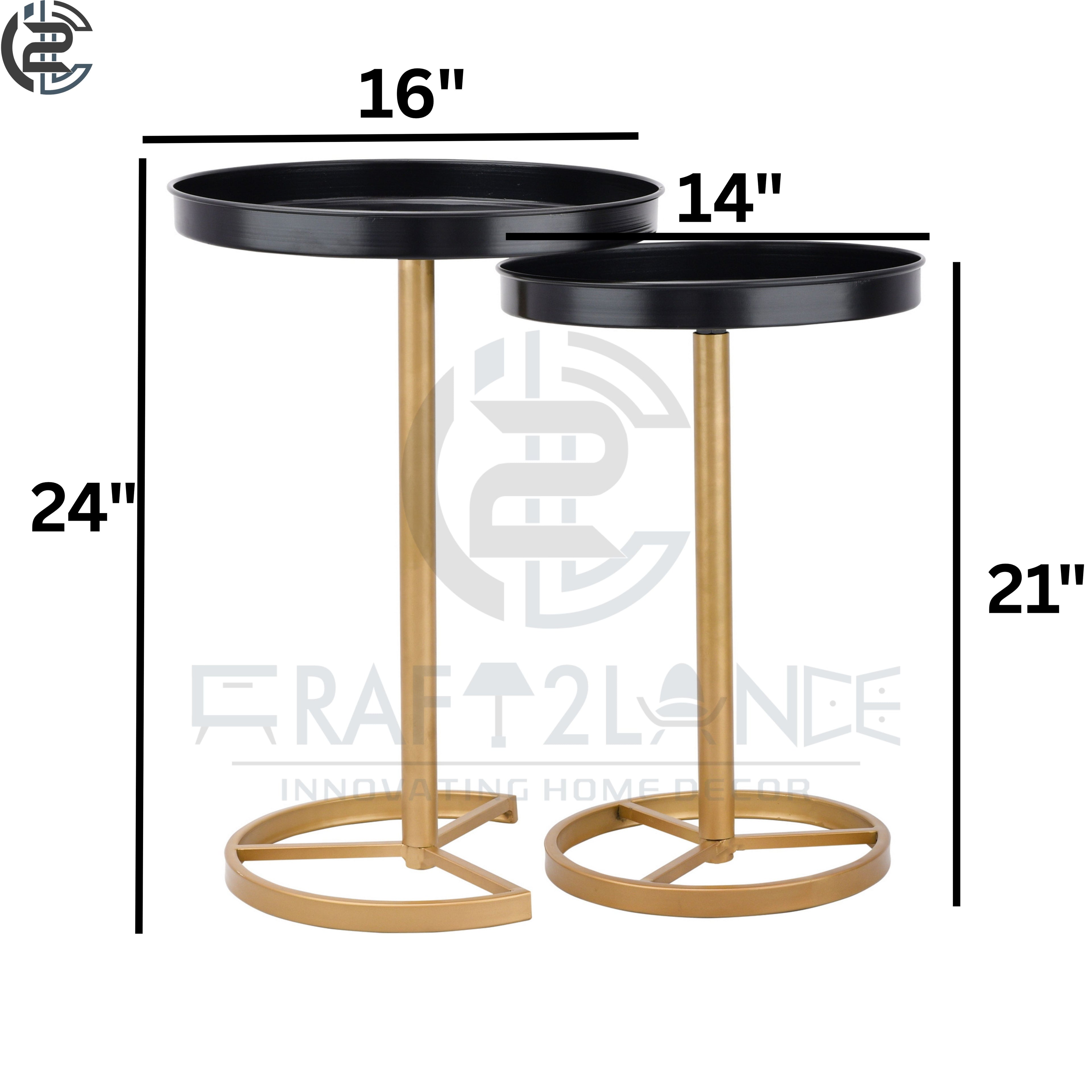 Premium Metal Side Table Set - Black & Gold Nesting Tables | Craft2lance