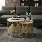 Luxe Botanical Nesting Tables(Gold & White) | Craft2lance
