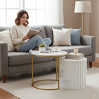 Noir Nesting Table Set (Gold % White)