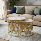 Luxe Botanical Nesting Tables(Gold & White) | Craft2lance