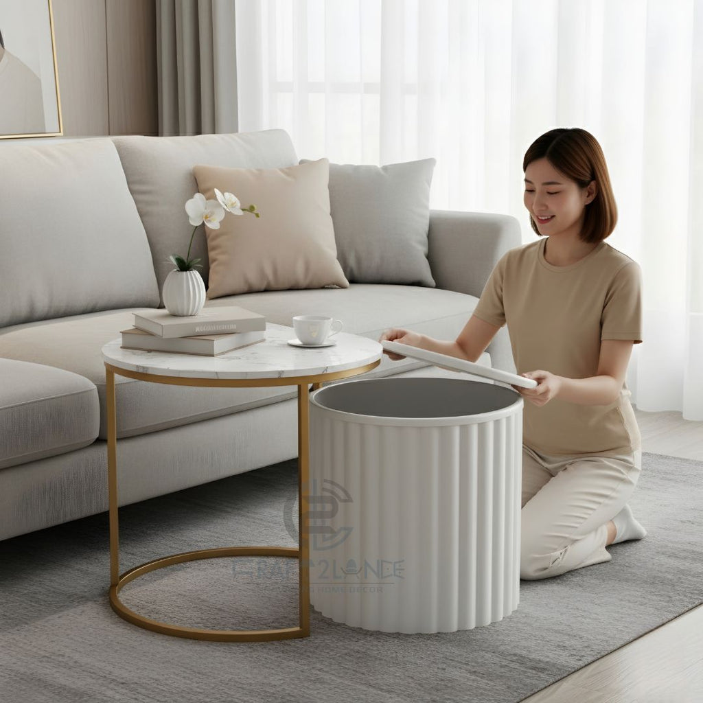 Noir Nesting Table Set (Gold % White)