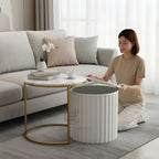 Noir Nesting Table Set (Gold % White)