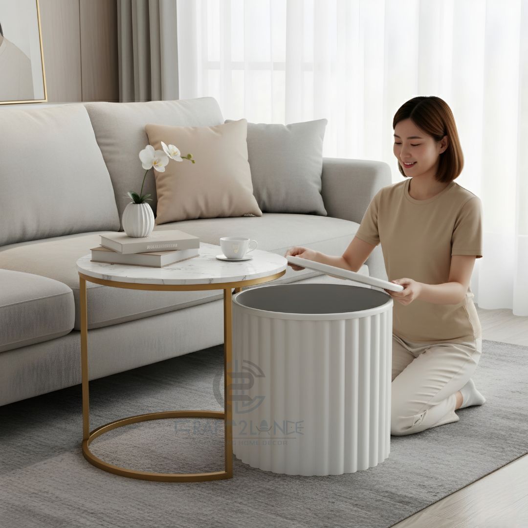 Noir Nesting Table Set (Gold % White)