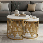 Luxe Botanical Nesting Tables(Gold & White) | Craft2lance