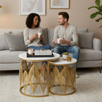 Luxe Botanical Nesting Tables(Gold & White) | Craft2lance