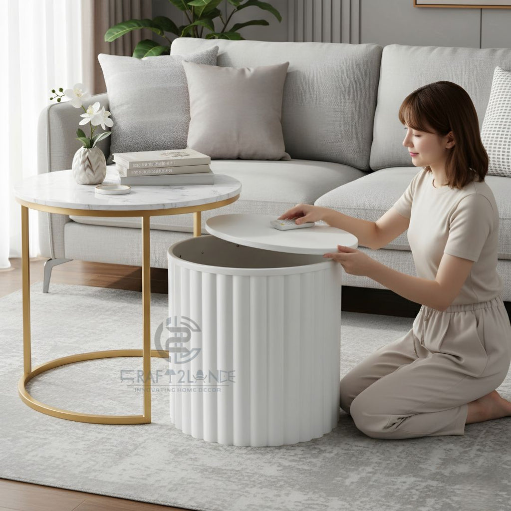 Noir Nesting Table Set (Gold % White)