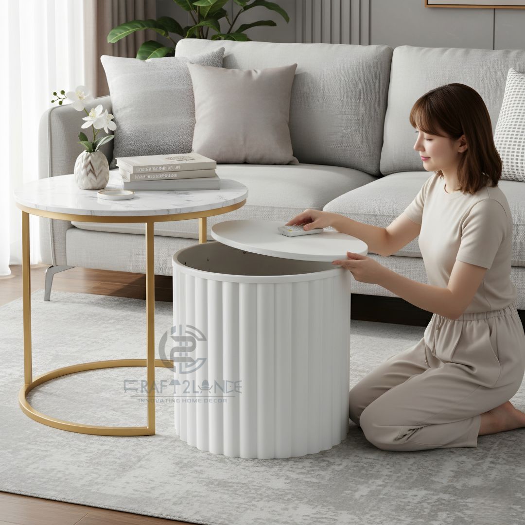 Noir Nesting Table Set (Gold % White)