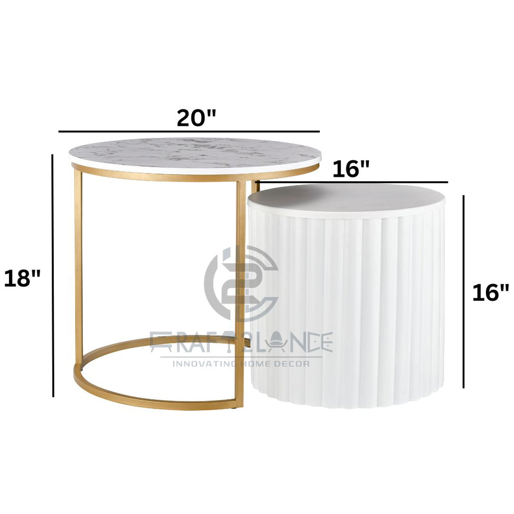 Noir Nesting Table Set (Gold % White)