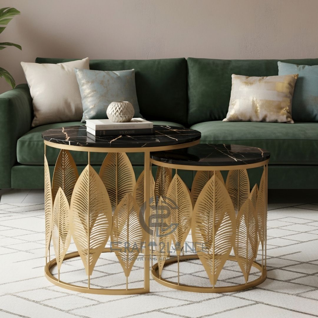 Luxe Botanical Nesting Tables(Gold & Black) | Craft2lance