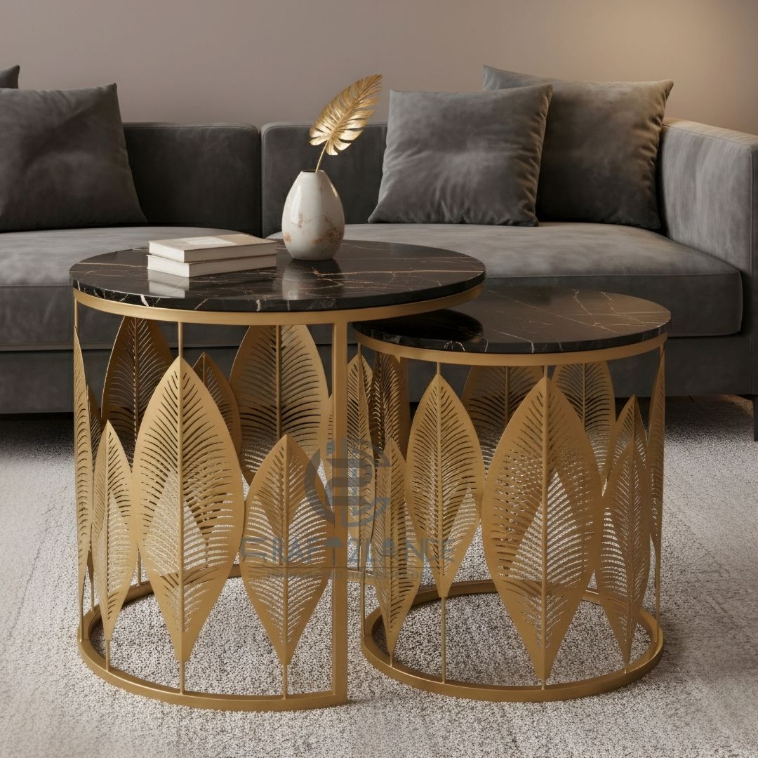 Luxe Botanical Nesting Tables(Gold & Black) | Craft2lance