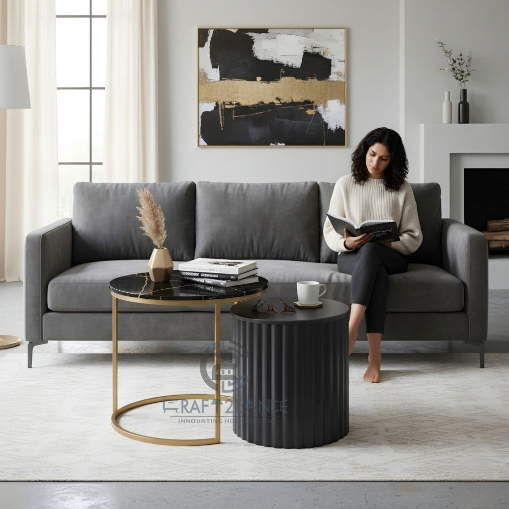 Noir Nesting Table Set (Gold & Black)