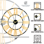 Gold & Black Roman Number Decorative Metal Wall Clock