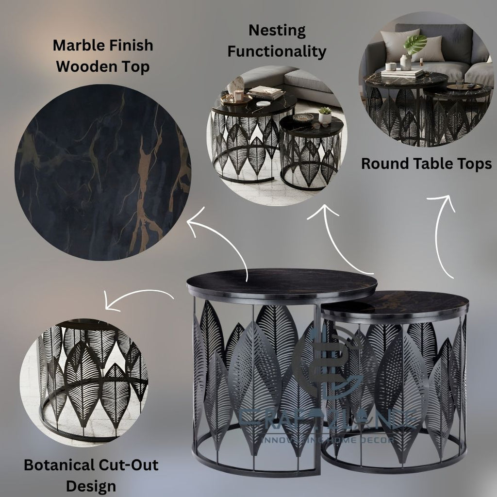 Luxe Botanical Nesting Tables(Black) | Craft2lance