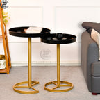 Premium Metal Side Table Set - Black & Gold Nesting Tables | Craft2lance