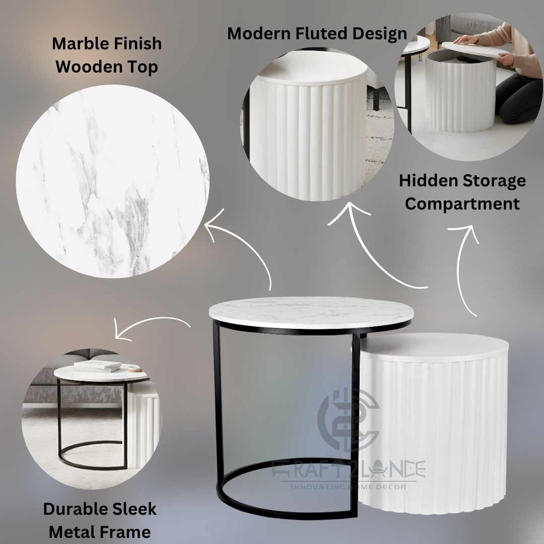 Noir Nesting Table Set (Black & White)