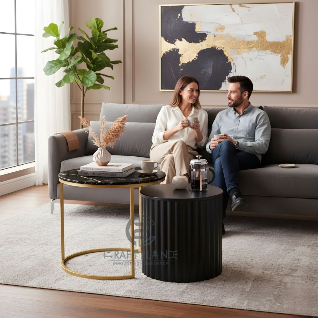 Noir Nesting Table Set (Gold & Black)