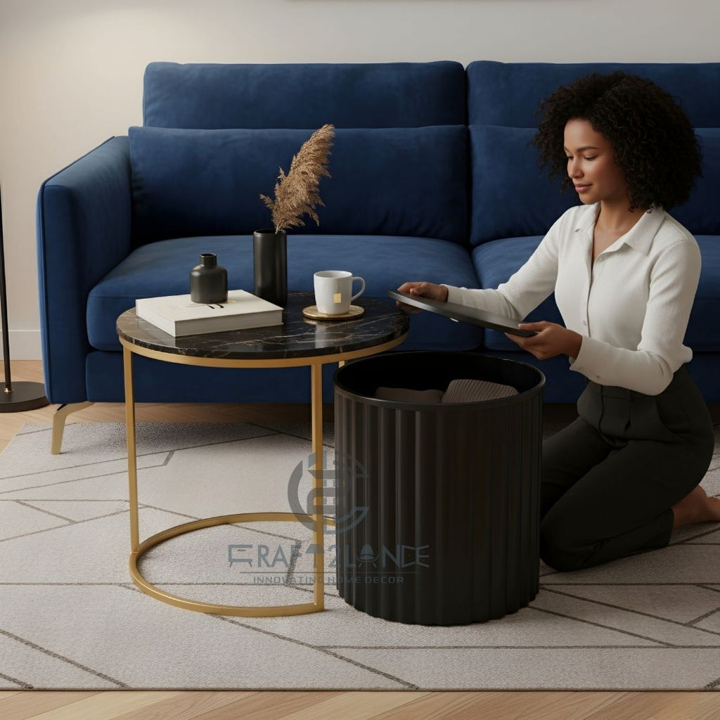 Noir Nesting Table Set (Gold & Black)