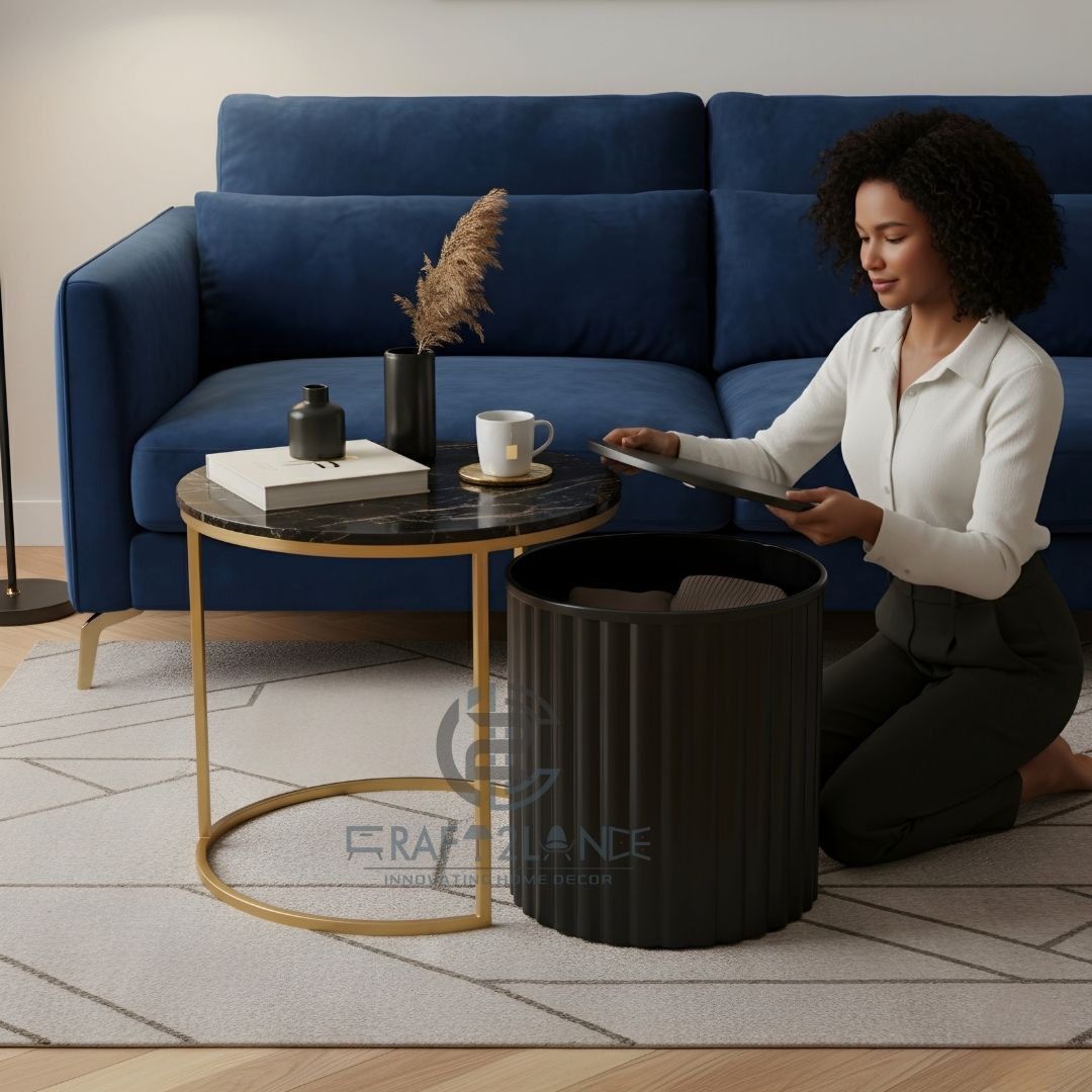 Noir Nesting Table Set (Gold & Black)