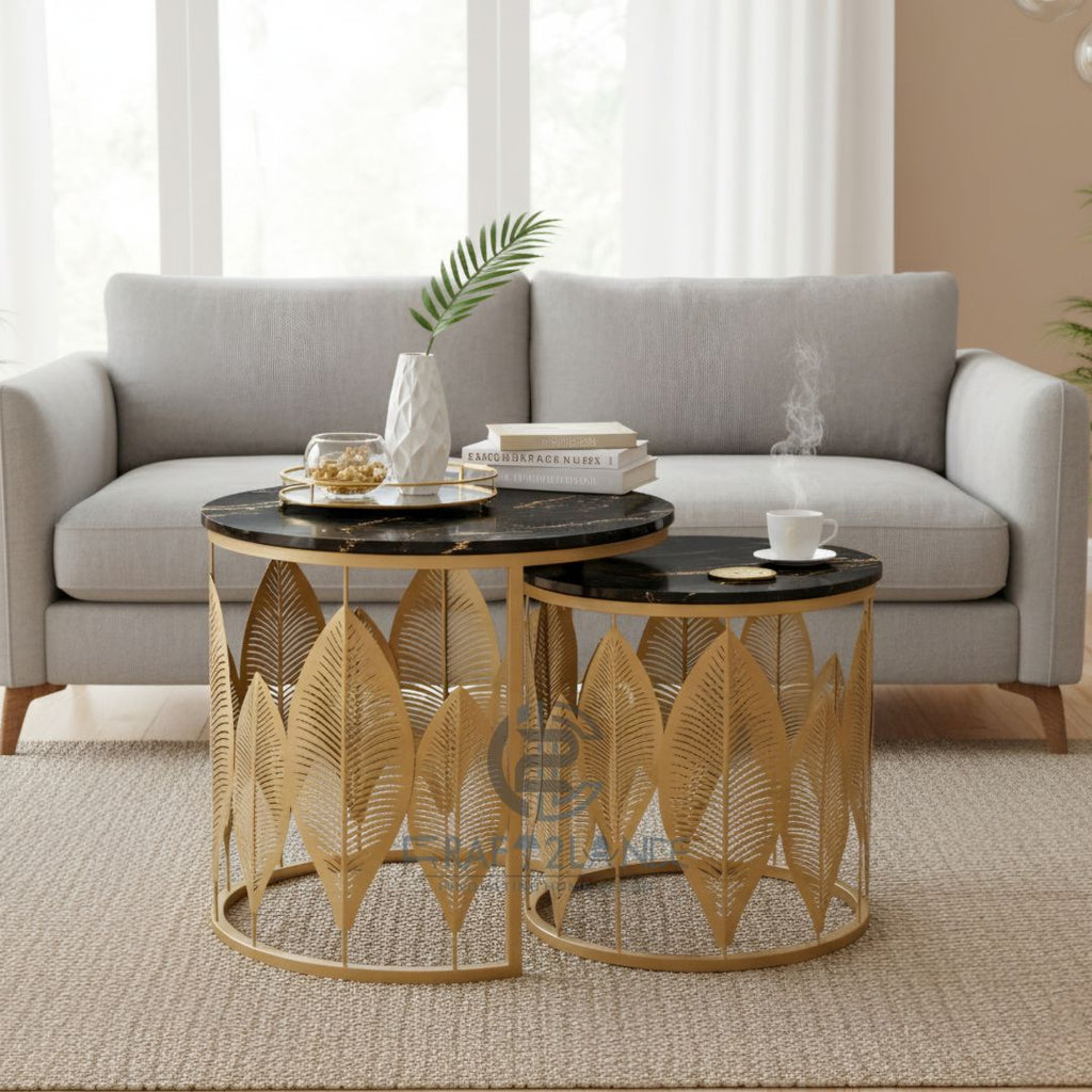 Luxe Botanical Nesting Tables(Gold & Black) | Craft2lance