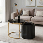 Noir Nesting Table Set (Gold & Black)