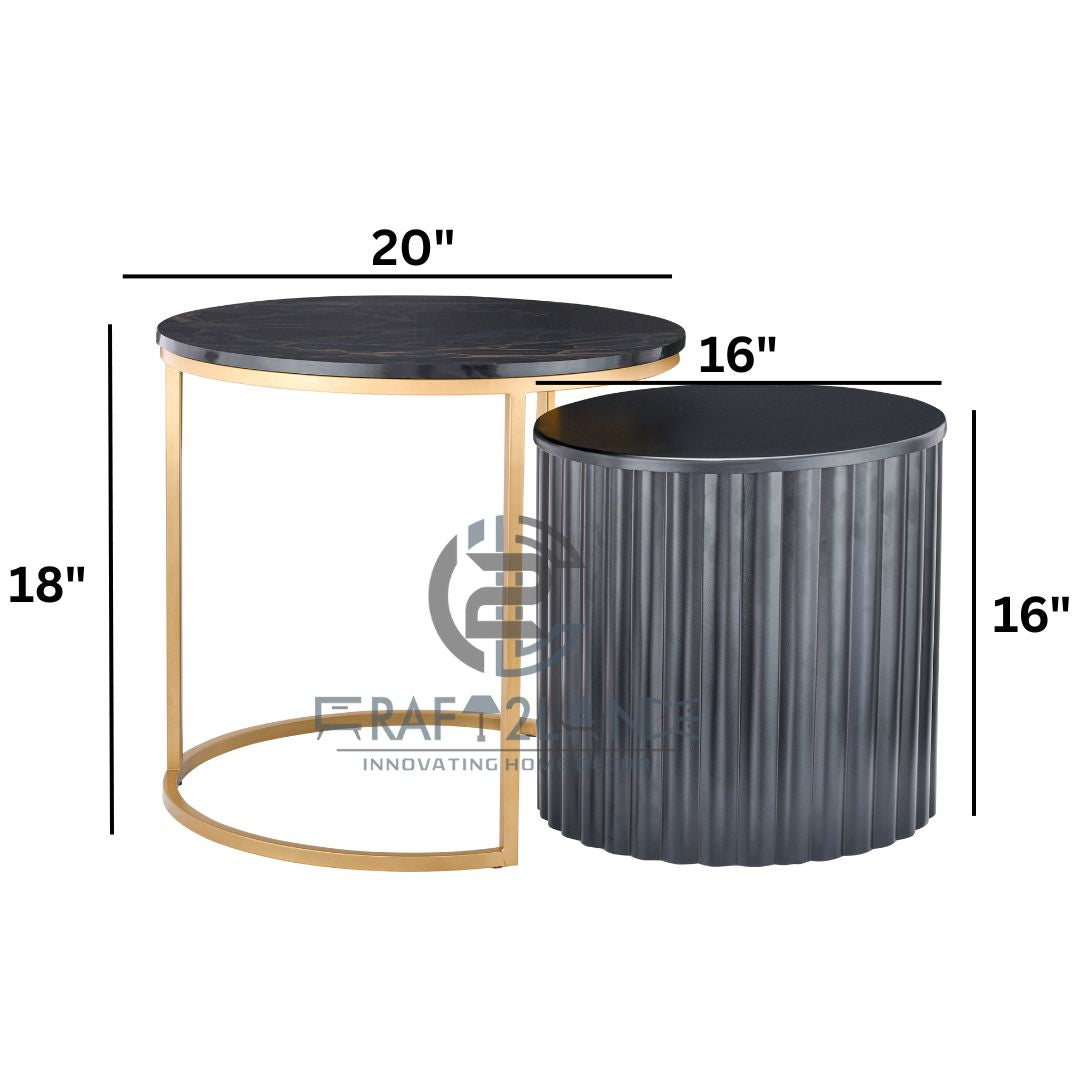 Noir Nesting Table Set (Gold & Black)