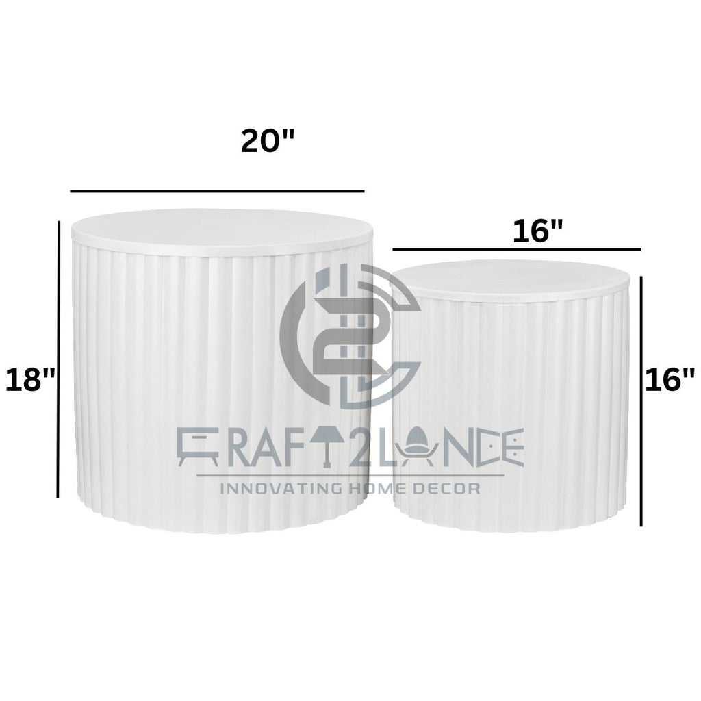 Luxe Ribbed Metal Coffee Table Duo With Storage - Premium Tables | Craft2lance