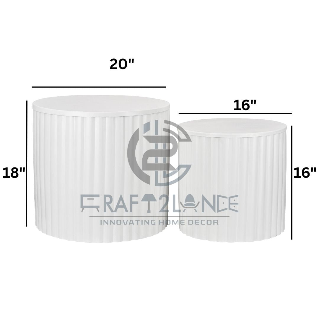 Luxe Ribbed Metal Coffee Table Duo With Storage - Premium Tables | Craft2lance