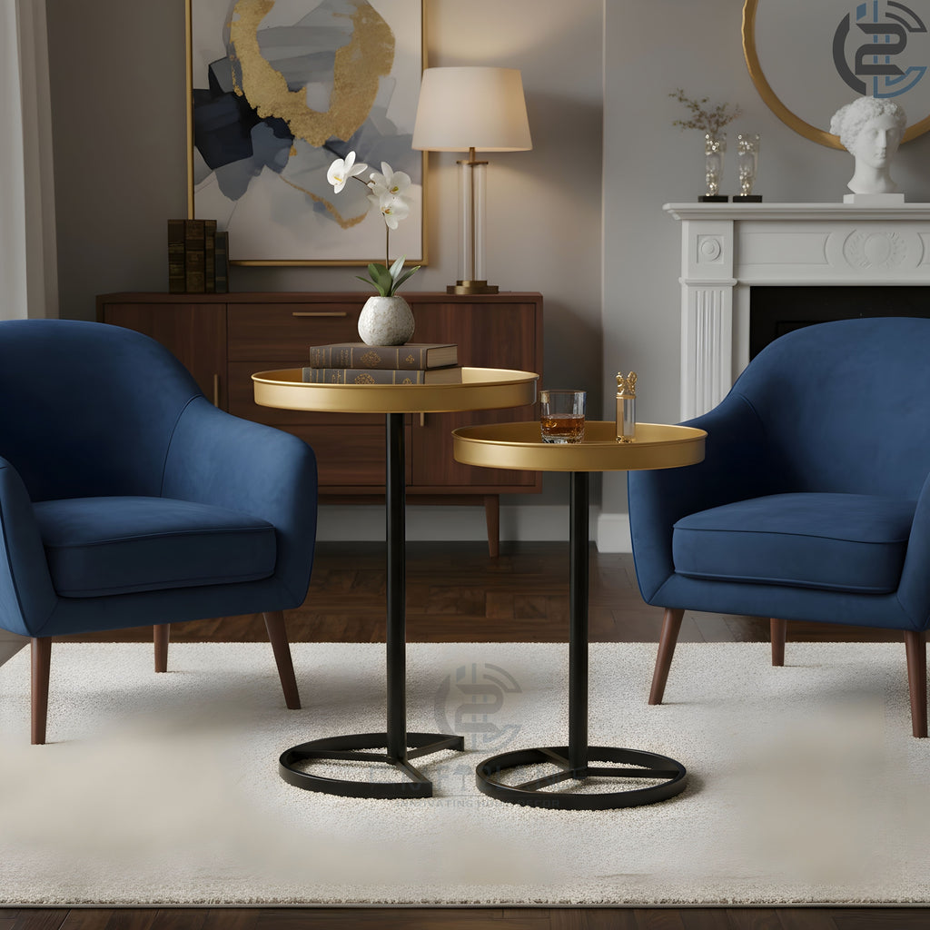 Premium Metal Side Table Set - Gold & Black Sleek Nesting Tables | Craft2lance