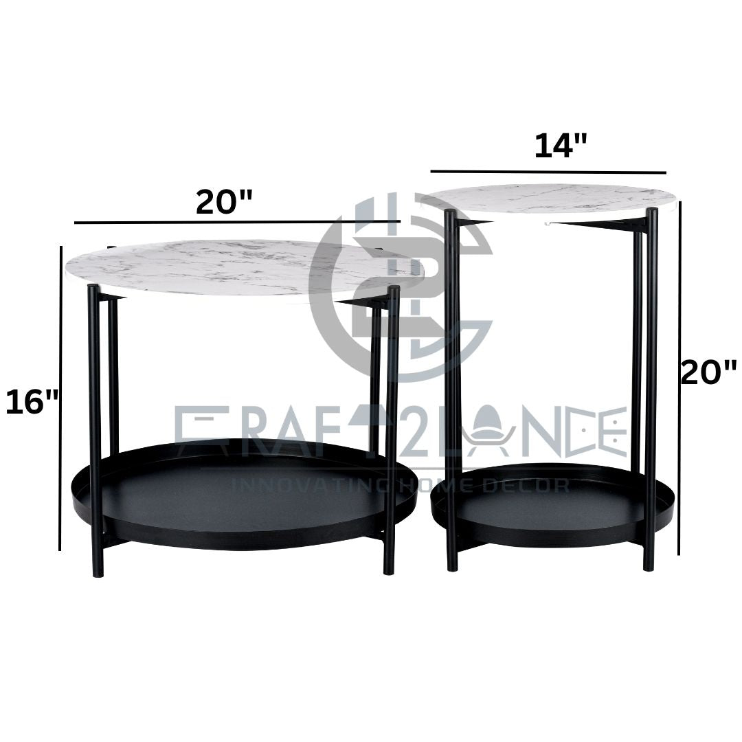 Opulent Metal Nesting Tables Set (Black)