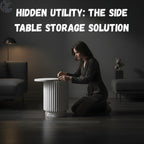 Fluted Metal Side Table White Classic Finish - Round End Table with Storage|Craft2lance