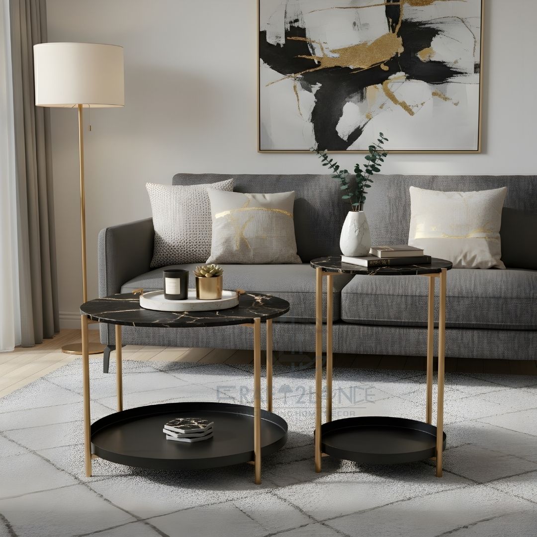 Opulent Metal Nesting Tables Set (Gold)