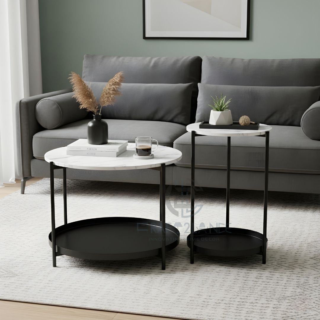 Opulent Metal Nesting Tables Set (Black)