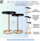 Premium Metal Side Table Set - Black & Gold Nesting Tables | Craft2lance