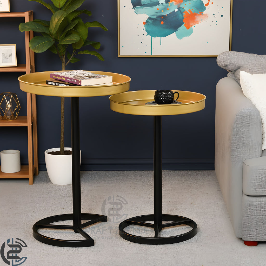 Premium Metal Side Table Set - Gold & Black Sleek Nesting Tables | Craft2lance