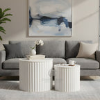 Luxe Ribbed Metal Coffee Table Duo With Storage - Premium Tables | Craft2lance