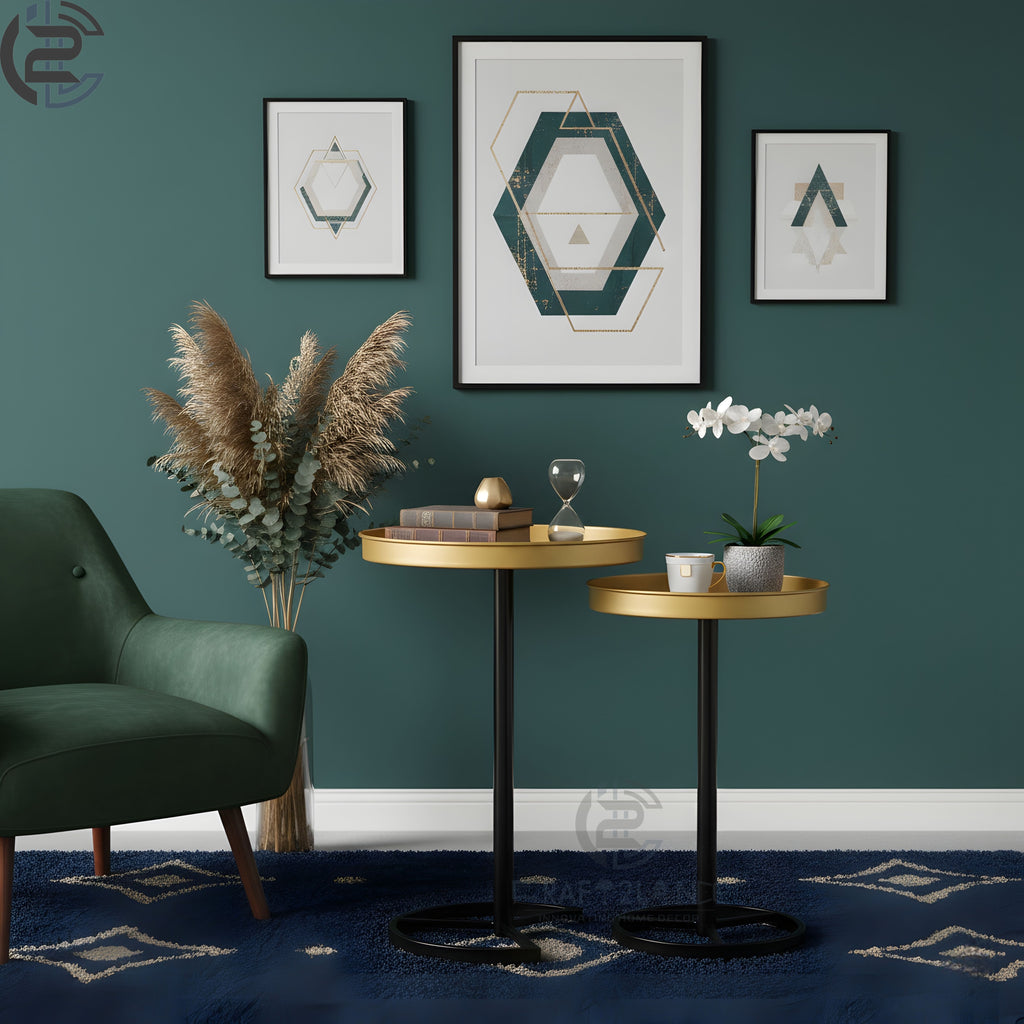 Premium Metal Side Table Set - Gold & Black Sleek Nesting Tables | Craft2lance