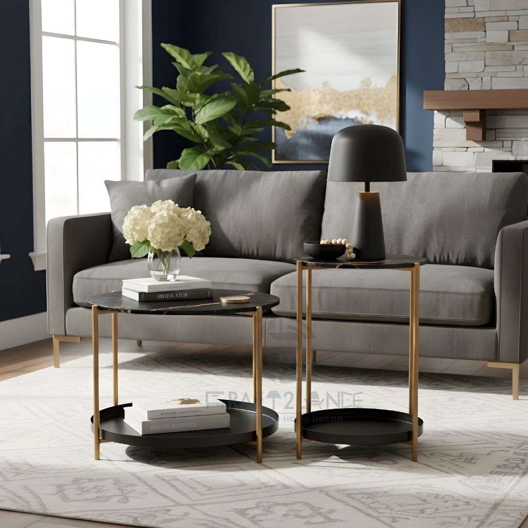 Opulent Metal Nesting Tables Set (Gold)