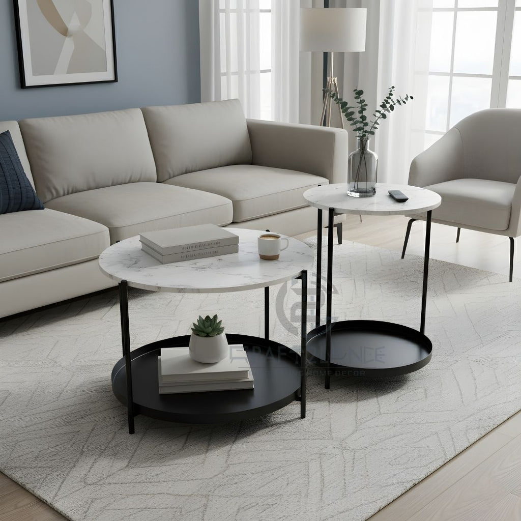 Opulent Metal Nesting Tables Set (Black)