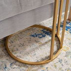 Round Side Table with White Marble Finish Top - Gold Metal Frame