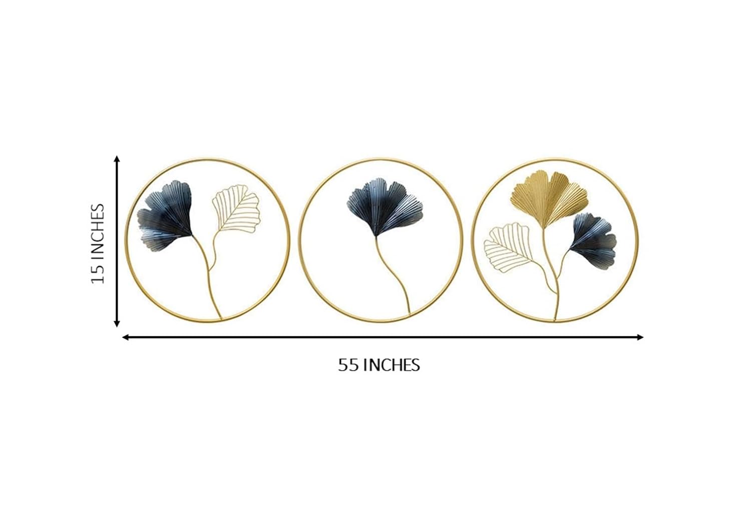 Gingko Leaves Circle Set Of 3 Metal Wall Art