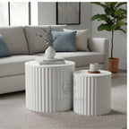 Luxe Ribbed Metal Coffee Table Duo With Storage - Premium Tables | Craft2lance