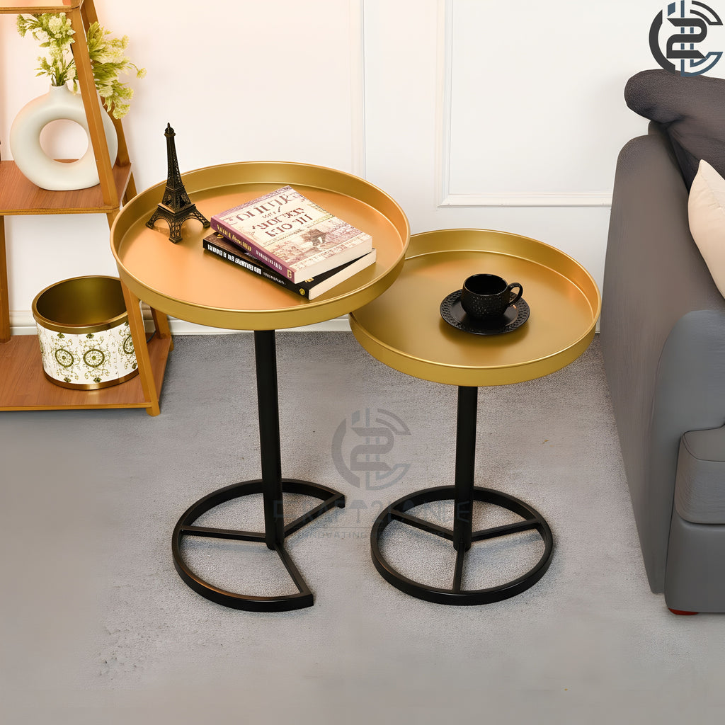 Premium Metal Side Table Set - Gold & Black Sleek Nesting Tables | Craft2lance
