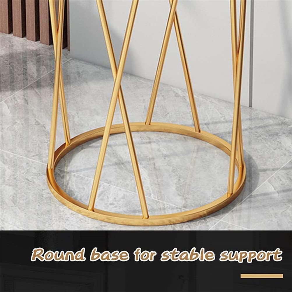 Round Side Table with Geometric Gold Frame - Black Marble Finish Top