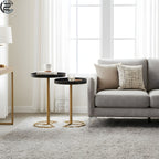 Premium Metal Side Table Set - Black & Gold Nesting Tables | Craft2lance