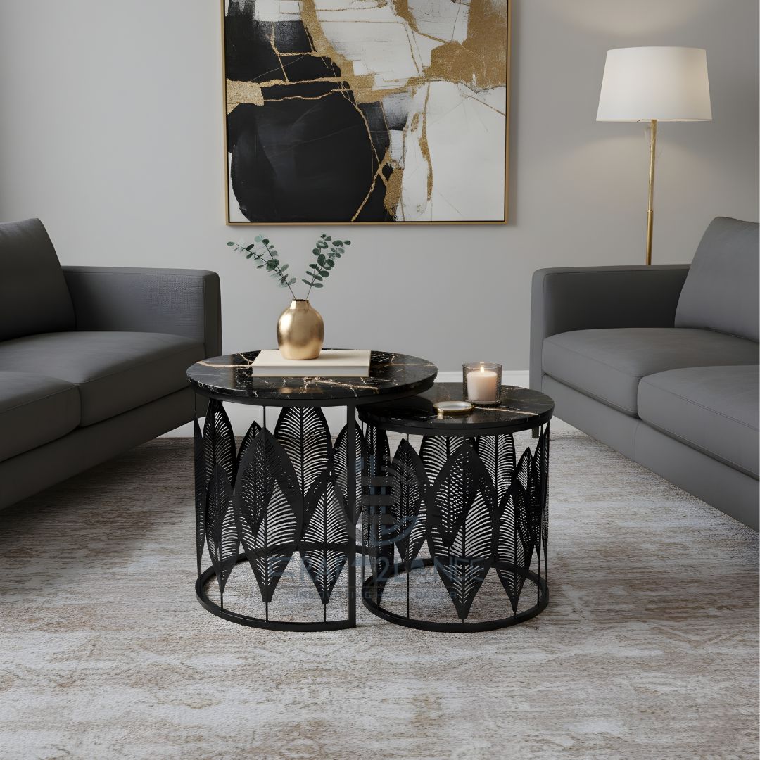 Luxe Botanical Nesting Tables(Black) | Craft2lance