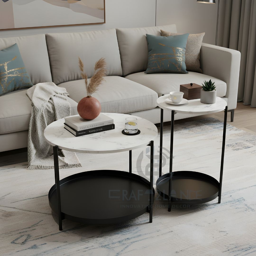 Opulent Metal Nesting Tables Set (Black)