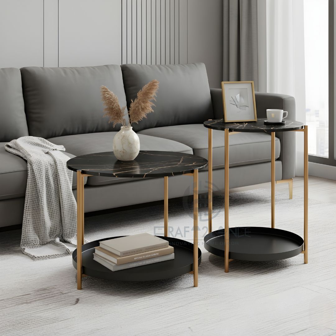 Opulent Metal Nesting Tables Set (Gold)