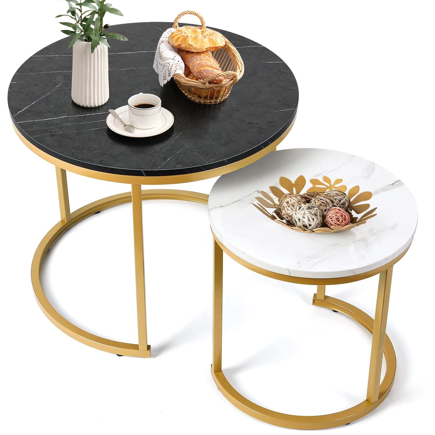 Day & Night Collection - Nesting Tables with Gold C-Frame